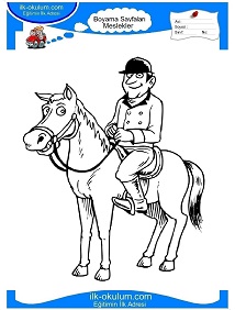 Çocuklar İçin Jokey Boyama Sayfaları 